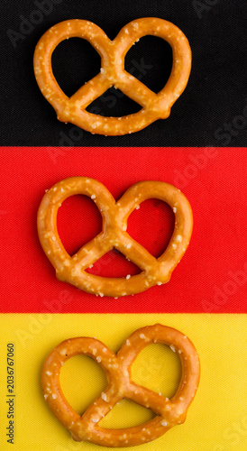 German pretzels against the backdrop of the German flag