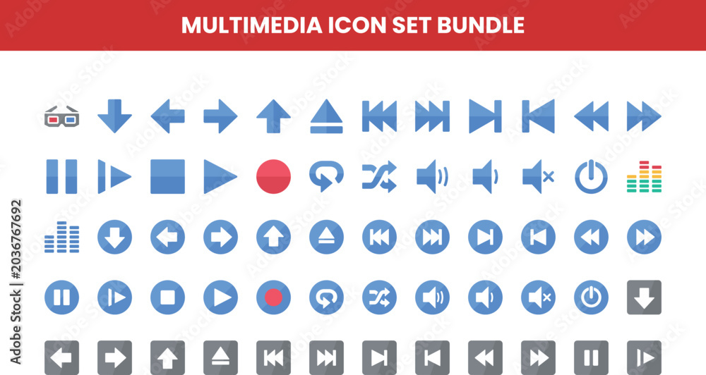 Foto Multimedia icon set bundle