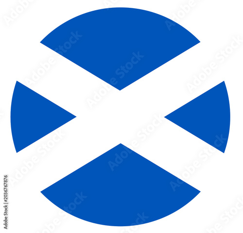 Round flag of Scotland isolated in circle shape.