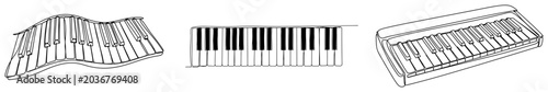 Foto Continuous line drawing of piano keyboards and musical synthesizer keys in minim
