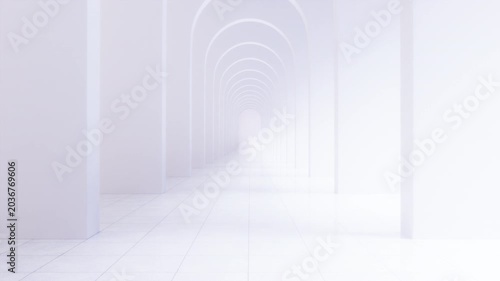 White 3d narrow hallway. Computer generated render