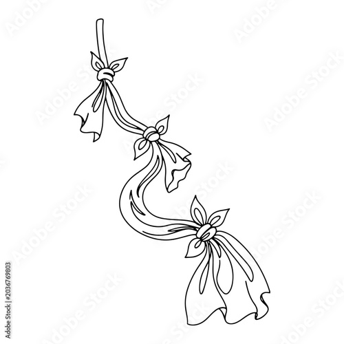 Fotografia Continuous line drawing of an escape rope made from tied bed sheets