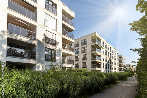 Bilde på lerret Cityscape of a residential area with modern apartment buildings, new sustainable