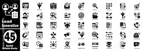 Foto Lead generation solid icon set