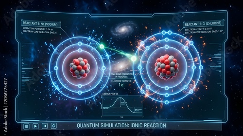 Atoms colliding forming ionic bonds in a quantum simulation
