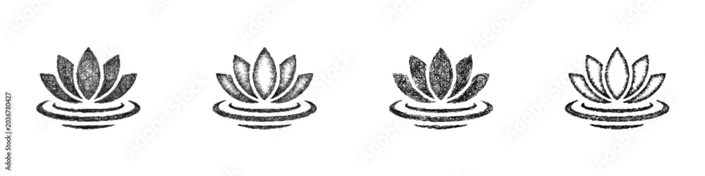 Obraz premium Black and white sketch spa logo design set