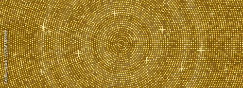 Gold Disco Ball Radial Mosaic Pattern With Luxury Sparkle