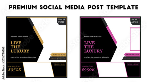 Premium Luxury Real Estate Instagram Post Template Bundle isolated transparent background, editable vector artwork PNG file, modern property social media design with EPS JPG Illustrator files