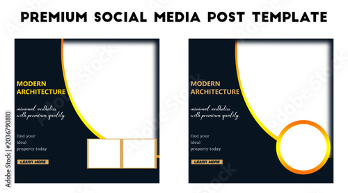 Modern Luxury Property Social Media Template Set isolated transparent background, editable vector artwork PNG file, elegant real estate marketing collection with EPS Illustrator JPG files