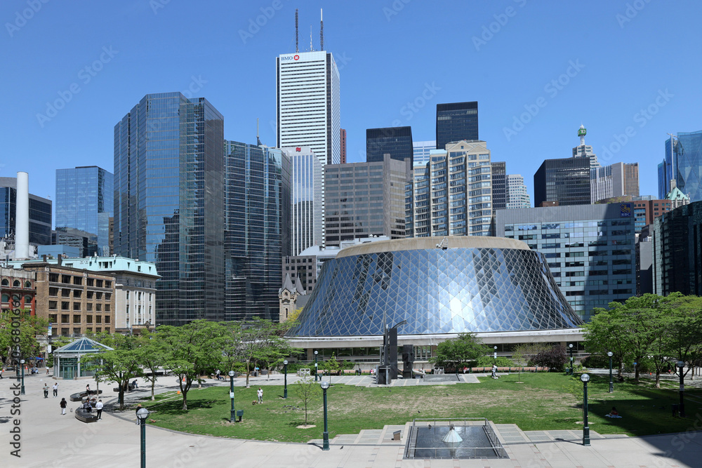 Naklejka premium Toronto downtown financial district skyline, with Roy Thomson concert hall