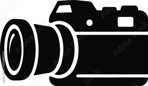 Tableau sur toile Silhouette vector of professional digital SLR camera with telephoto lens design