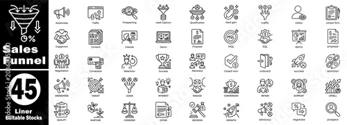 Foto Sales funnel liner icons