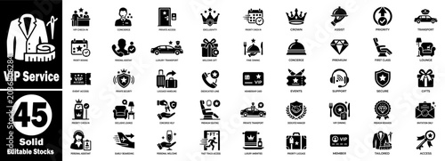 Fotografie Vip service solid icons collection