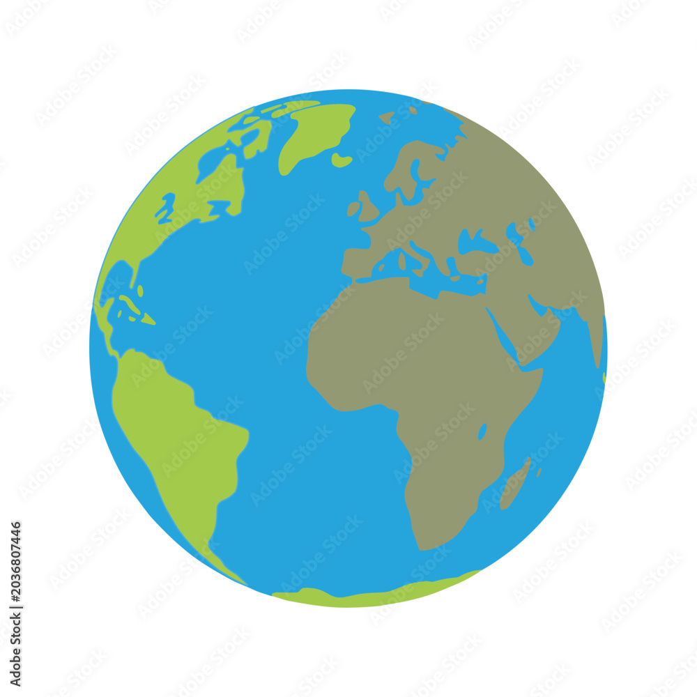 Fototapeta premium Earth Illustration: A simplified, colorful illustration of planet Earth, showcasing continents and oceans.