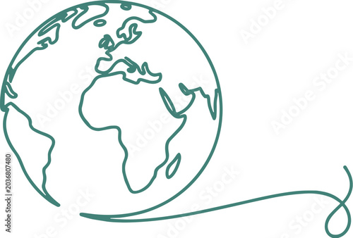 Earth outline with swirling trail