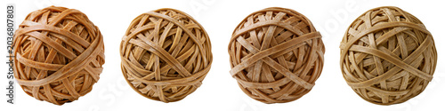 rubber band ball set isolated on white transparent background - design element cut-out object collection
