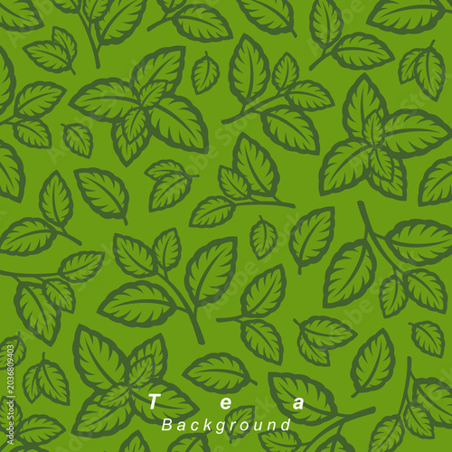 Tea background, pattern set. Collection icon tea. Vector