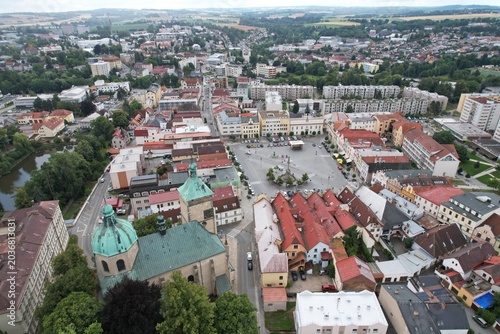 Havlickuv Brod cityscape aerial panorama of historic town square in Vysocina region, Bohemia Czech republic