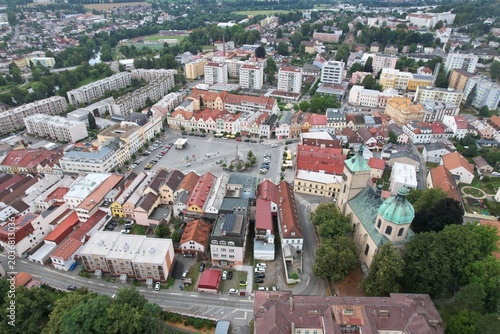 Havlickuv Brod cityscape aerial panorama of historic town square in Vysocina region, Bohemia Czech republic