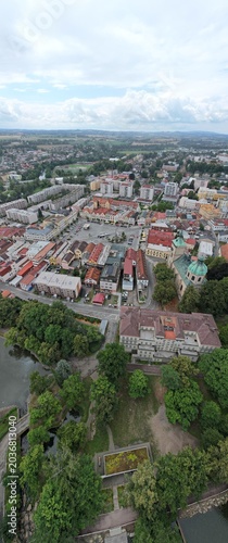 Havlickuv Brod cityscape aerial panorama of historic town square in Vysocina region, Bohemia Czech republic