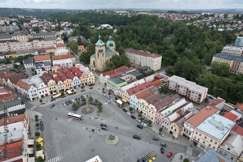 Photography Havlickuv Brod cityscape aerial panorama of historic town square in Vysocina reg