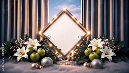 elegant blank floral frame with tropical leaves for invitation design