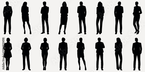 Fotografie Vector silhouettes of diverse business professionals in various poses