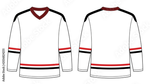 Canvas Print Blank Ice Hockey Jersey Template Front and Back Views - Customizable Sports Team