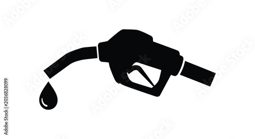 Gasoline nozzle silhouette on a white background fuel pump graphic