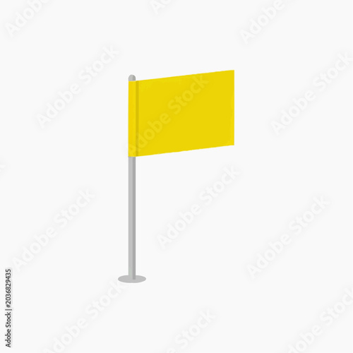 Yellow flag on a pole isolated on white background simple vector illustration