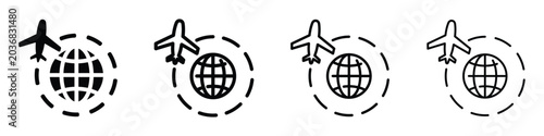 Canvastavla Airplane flying around the globe, representing global travel and flight routes