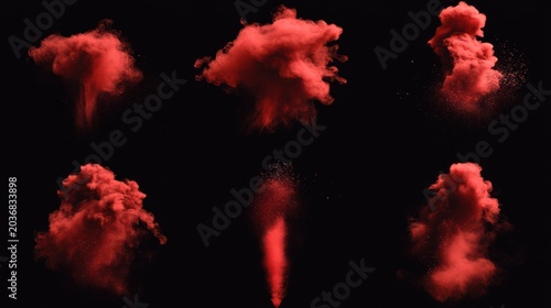 Red Powder Explosions: Abstract Art Photography