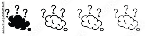 Photos Brainstorming with question marks, representing confusion and creative thinking