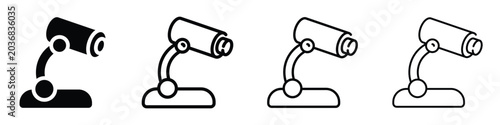 Canvastavla Set of four different styles of security camera icons on a white background