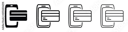 Canvas Print Mobile payment icon with credit card and smartphone for online transactions