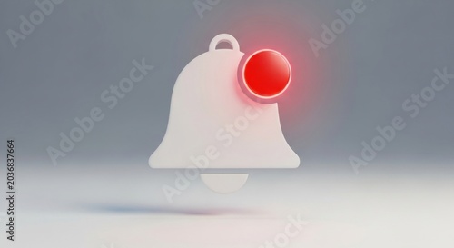 Notification bell icon with red dot alert isolated on gradient background