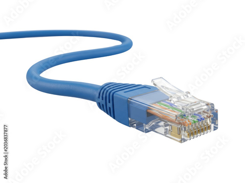 Blue Ethernet cable close-up