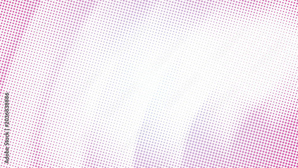 Fototapeta premium Halftone pattern with pink and purple dots on white background for graphic design transparent background