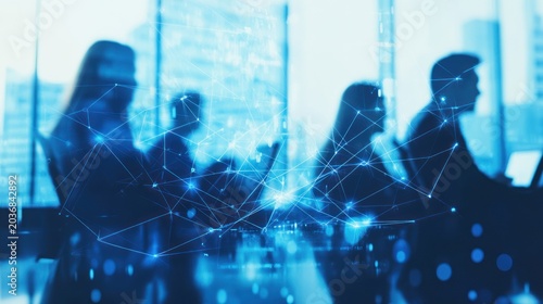 Business Team Network Abstract Blue Background Meeting