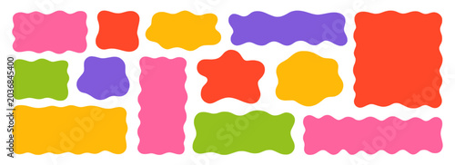 Foto Wavy abstract rectangle frame and playful Irregular text box doodle