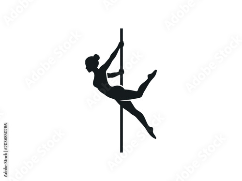 Silhouette of a woman pole dancing