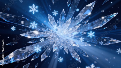 Crystal snowflake explosion