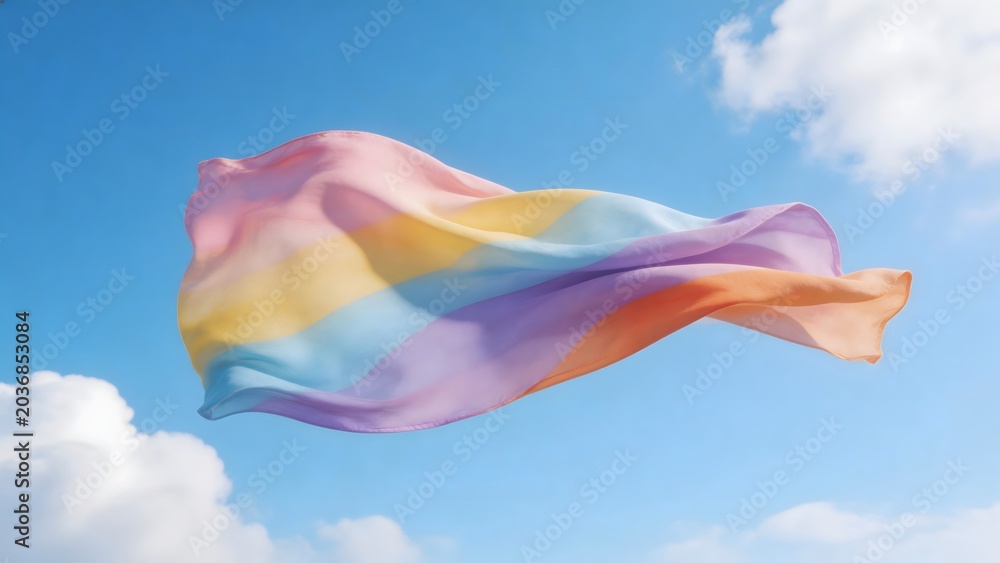 Obraz premium Colorful fabric waving in sky