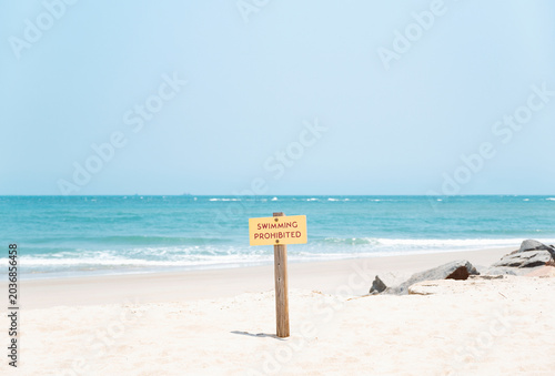 beach no swimming sign outer banks north carolina atlantic