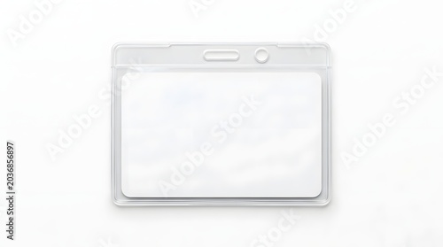 Blank Horizontal ID Badge Holder Mockup on White Background