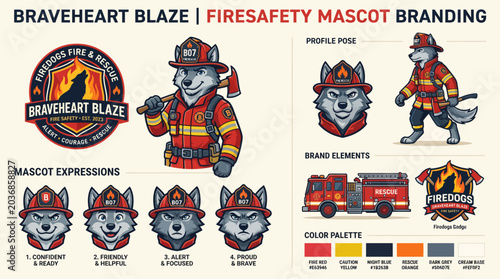 Foto Braveheart Blaze Fire Safety Mascot Branding.