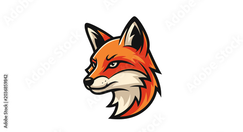 Bild auf Leinwand Aggressive Fox Head Mascot Logo, Fierce Animal Illustration