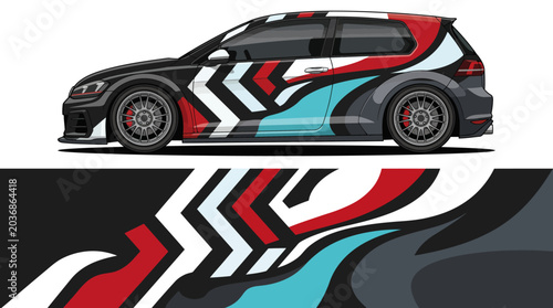 фотографія Colorful abstract car wrap design illustration.
