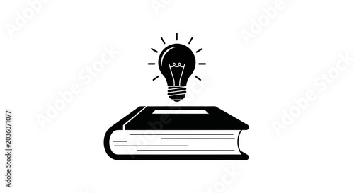 Lightbulb hovers above a closed book representing the concept of gaining knowledge or finding a bright idea.