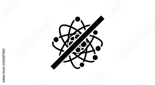 Φωτογραφία Atom symbol with a forbidden slash represents the scientific prohibition of nuclear energy and atomic research in restricted environments for safety and global security policy compliance